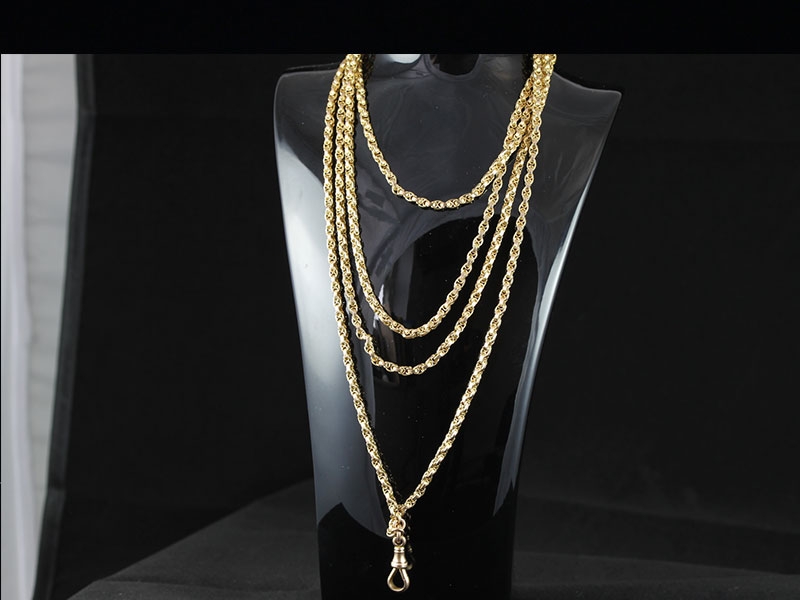Elegant victorian 9 carat gold fancy link guard chain