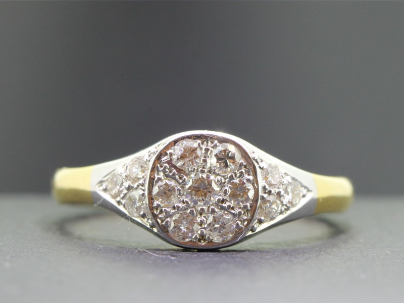 Impressive diamond pavee set diamond 18 carat gold signet ring