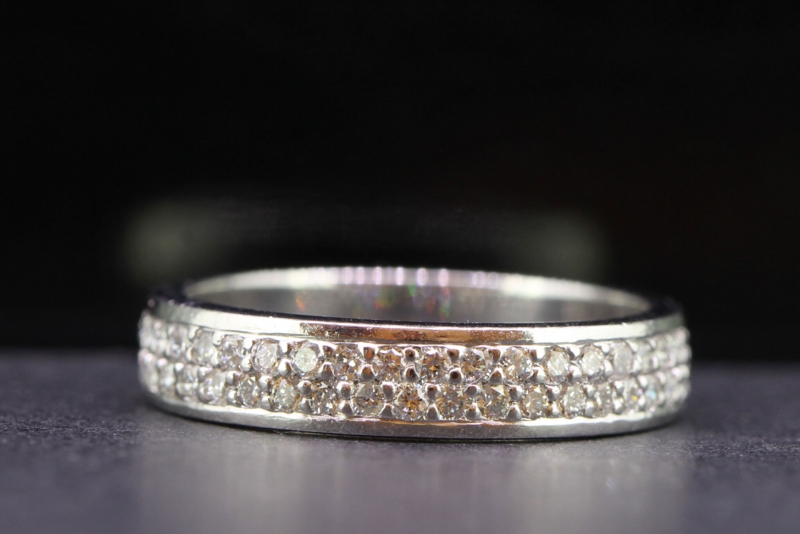 Stunning double row diamond eternity platinum ring
