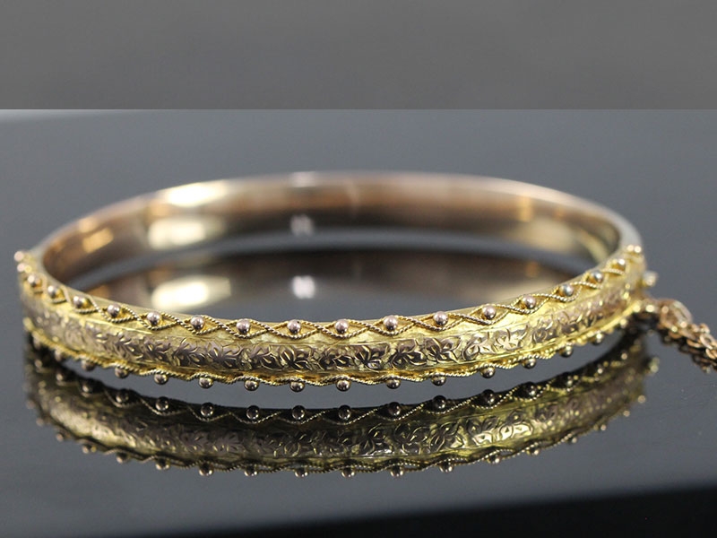  stunning rose gold edwardian etruscan 9 carat gold bangle