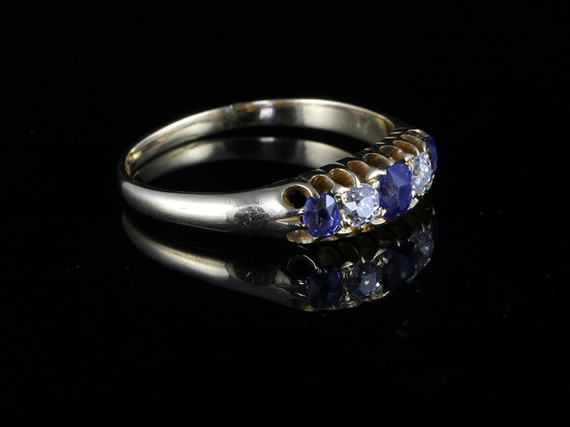 A fabulous 18ct gold edwardian diamond and sapphire gypsy ring