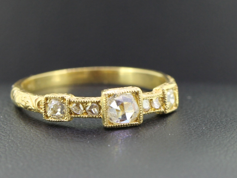 Wonderful georgian diamond 18 carat gold band ring