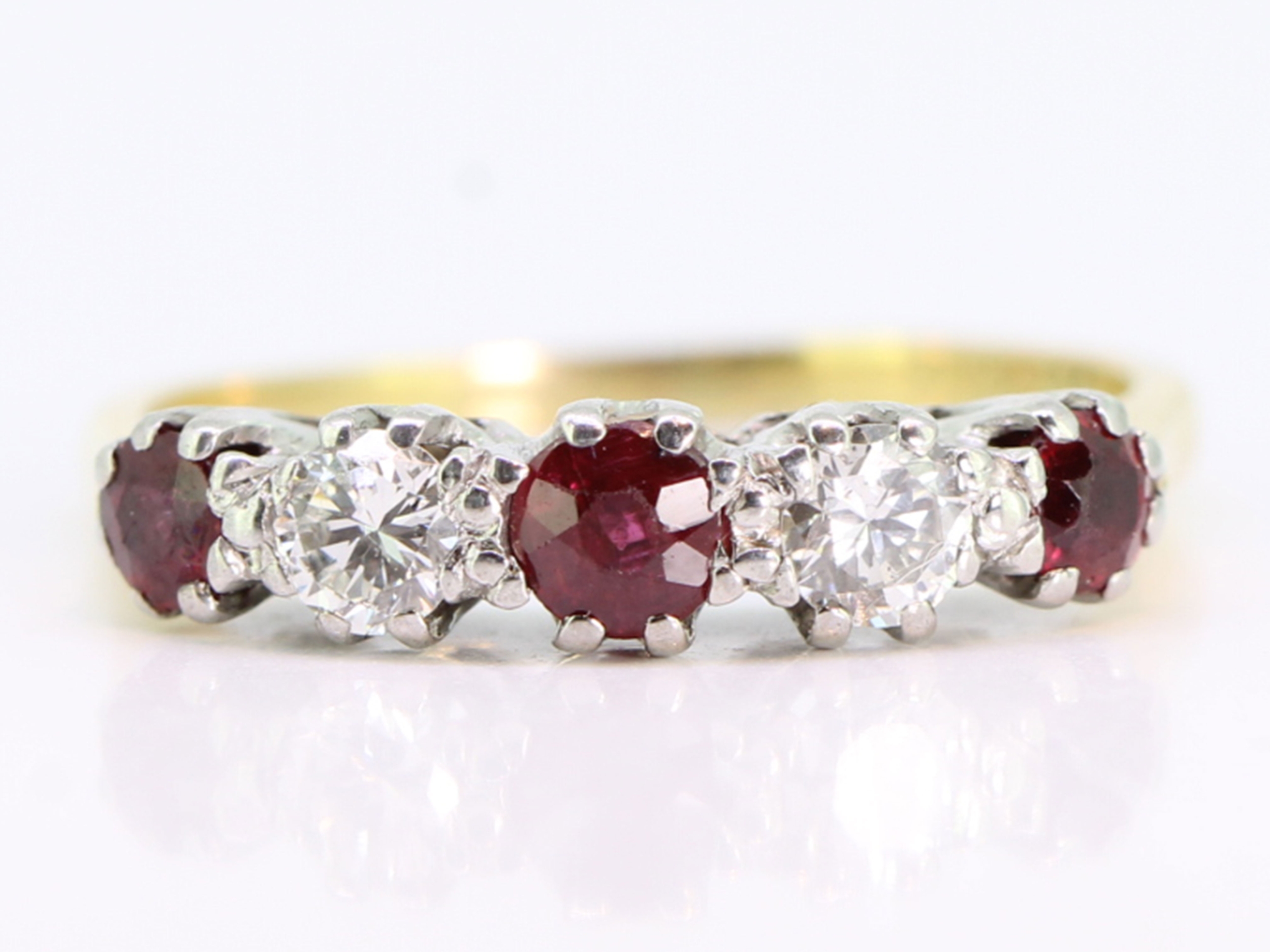 Wonderful ruby and diamond five stone 18 carat ring