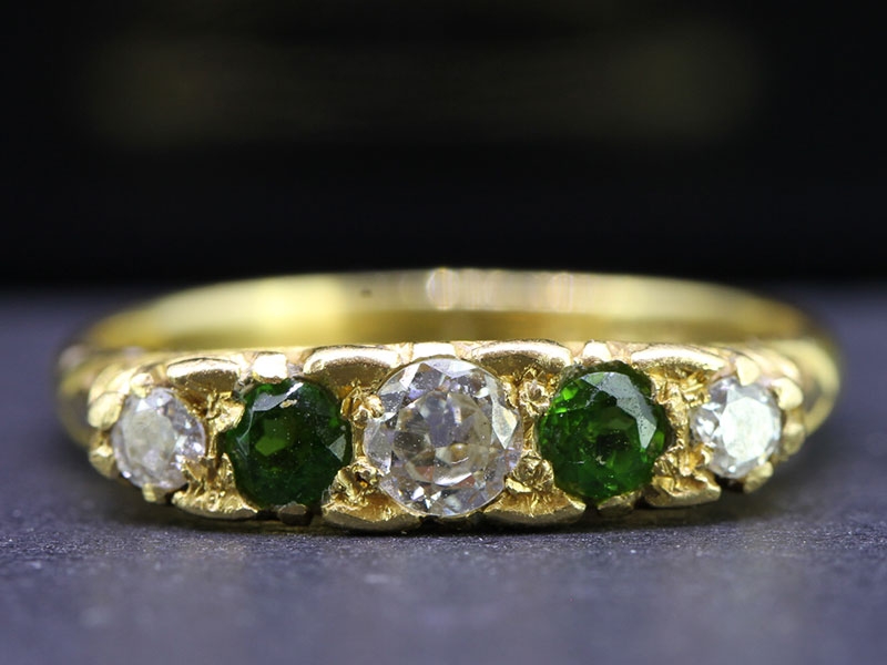  tantalising demantoid garnet and diamond 18 carat gold ring