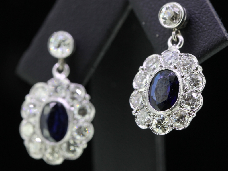 Stunning pair of sapphire and diamond earrings