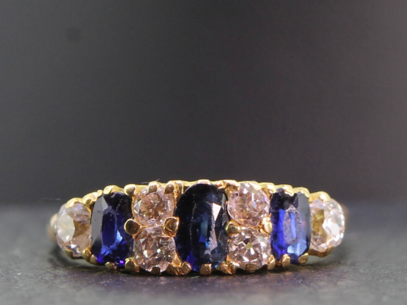  stunning edwardian sapphire and diamond 18 carat gold gypsy ring