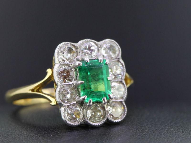 Spellbinding emerald and diamond 18 carat cluster ring