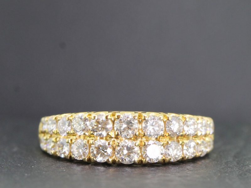 Beautiful double row diamond 18 carat gold band
