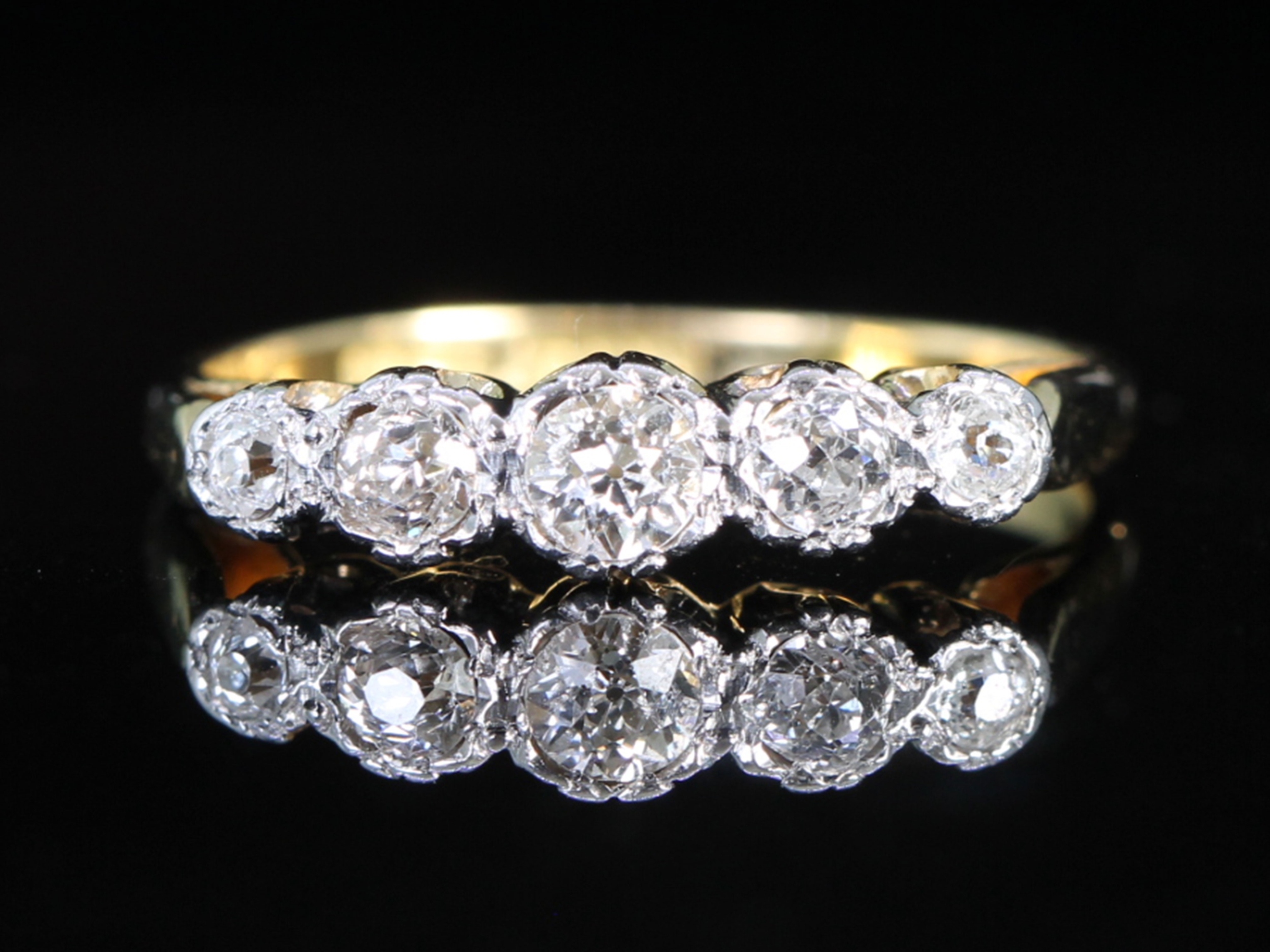 Edwardian five stone diamond 18ct gold ring