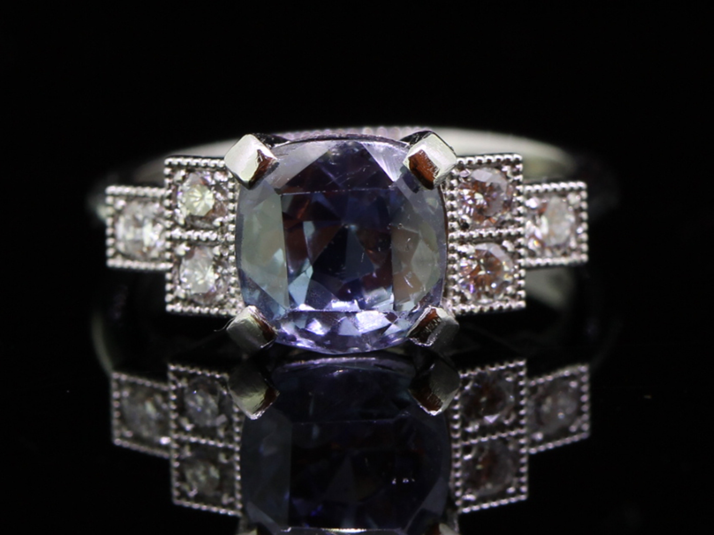 Natural blue 4.52 carat sapphire and diamond platinum ring with cert 