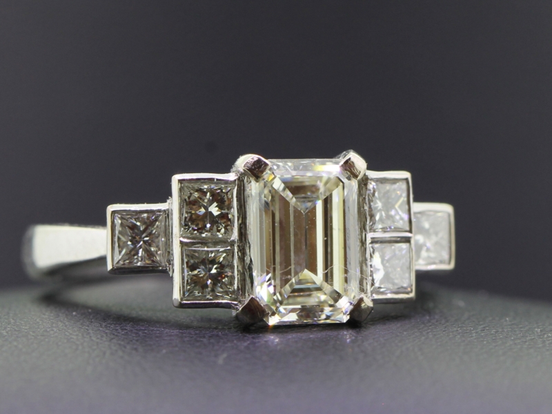 Beautiful diamond art deco inspired platinum ring