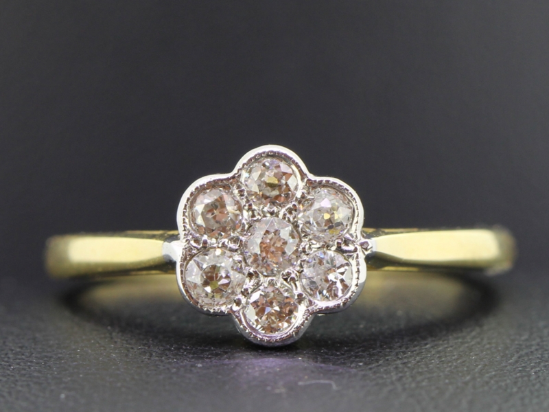 Pretty diamond daisy 18 carat gold ring