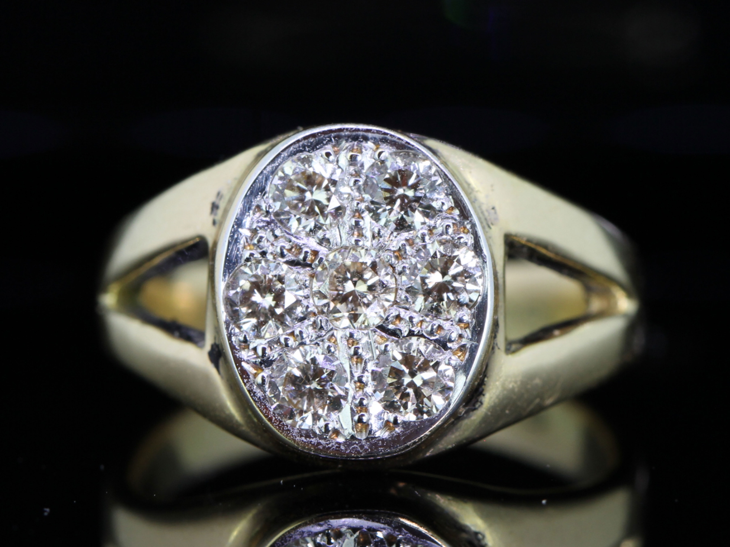 Striking edwardian diamond 18 carat gold signet ring