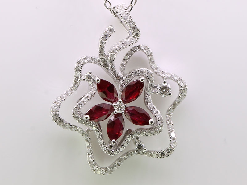 Timeless ruby and diamond pendant and chain