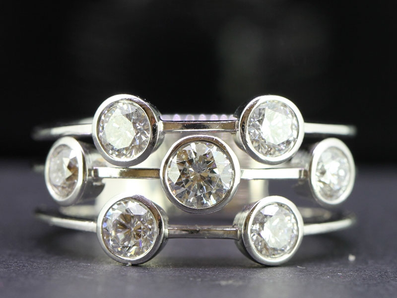 Stunning and unique 18 carat white gold diamond cocktail ring