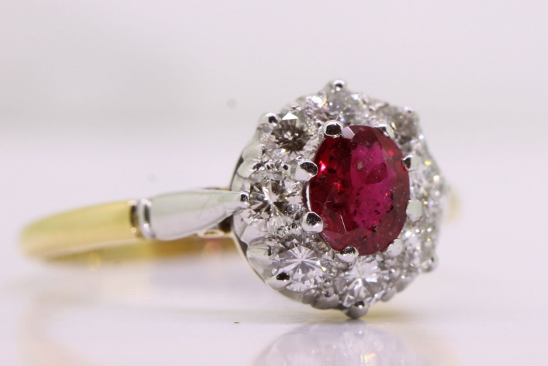 Stunning ruby and diamond platinum and 18 carat gold ruby 