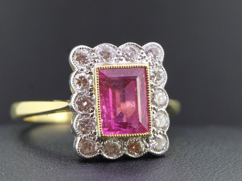  sophisticated pink tourmaline an diamond 18 carat gold ring