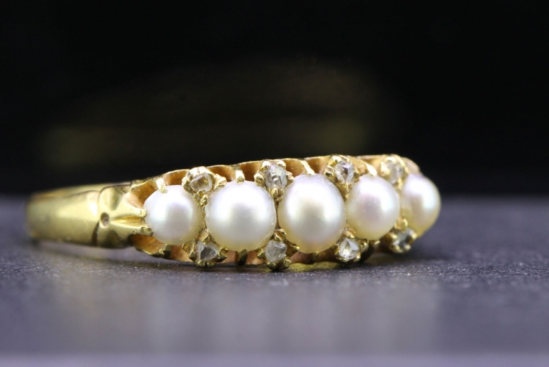  a wonderful victorian pearl and diamond 18 carat gold ring