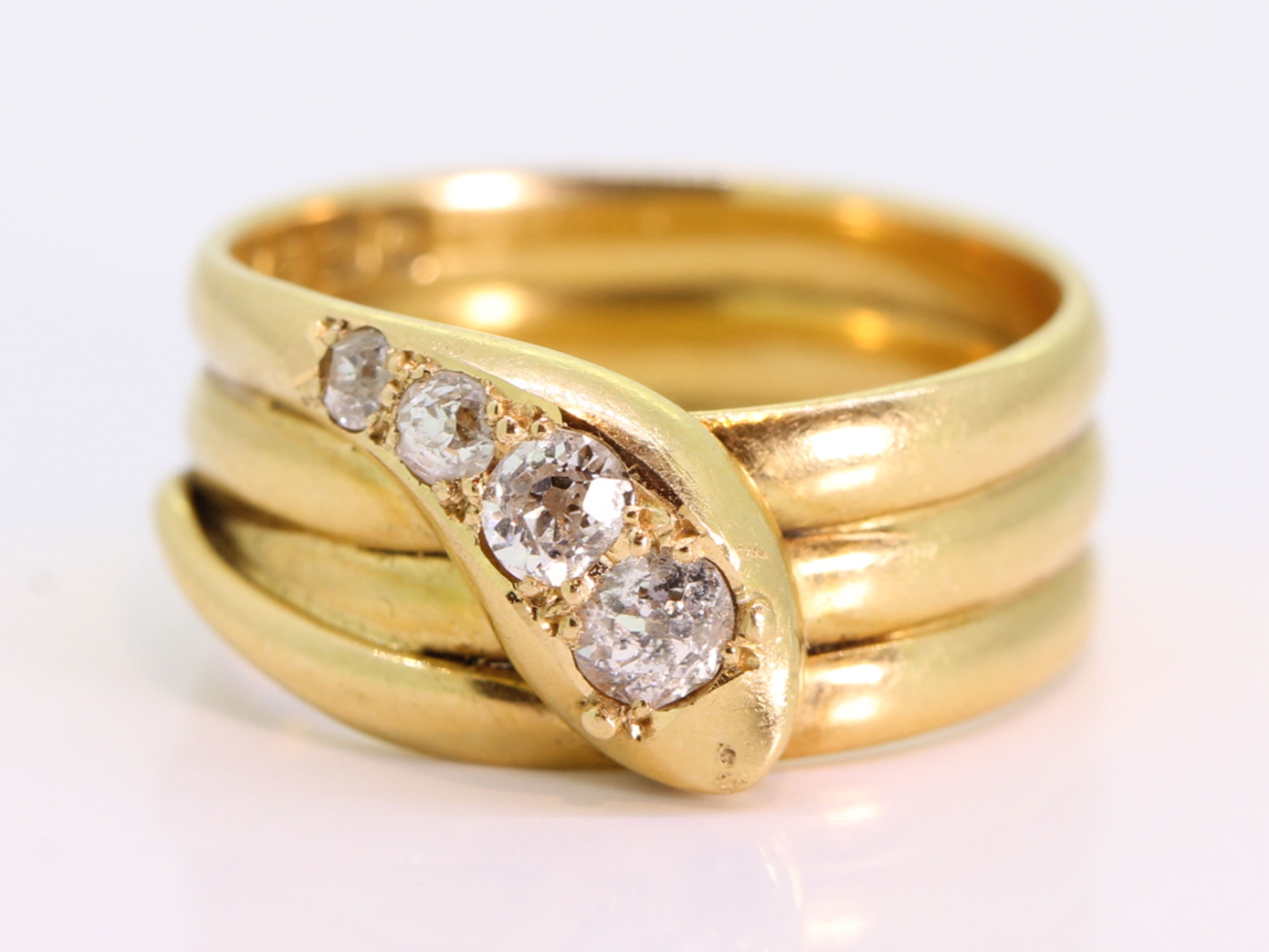 Lovely edwardian diamond  carat gold snake ring