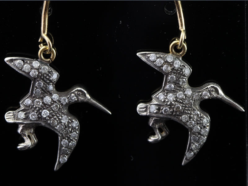 Beautiful diamond bird earrings