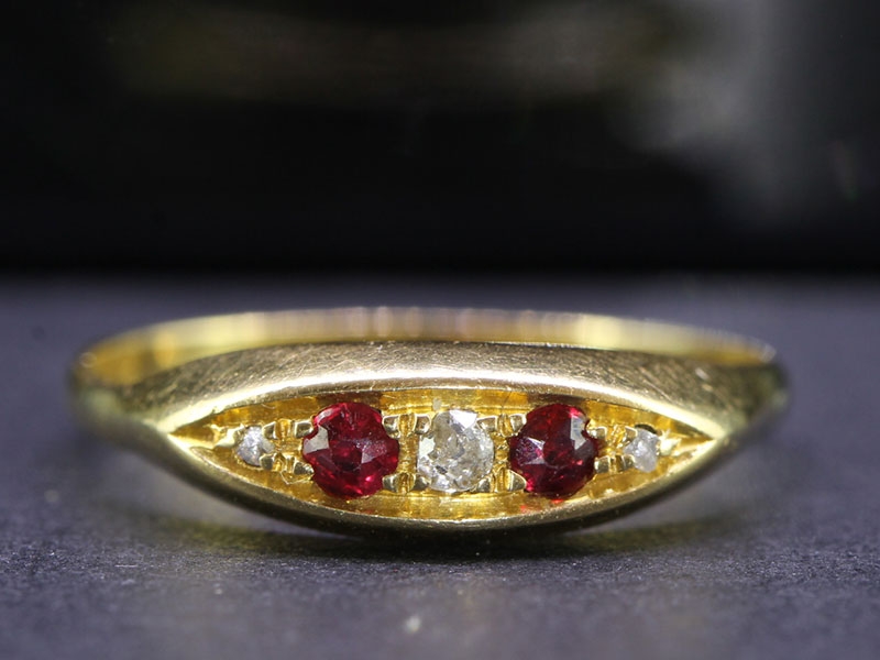  delightful edwardian ruby and diamond 18 carat gold ring