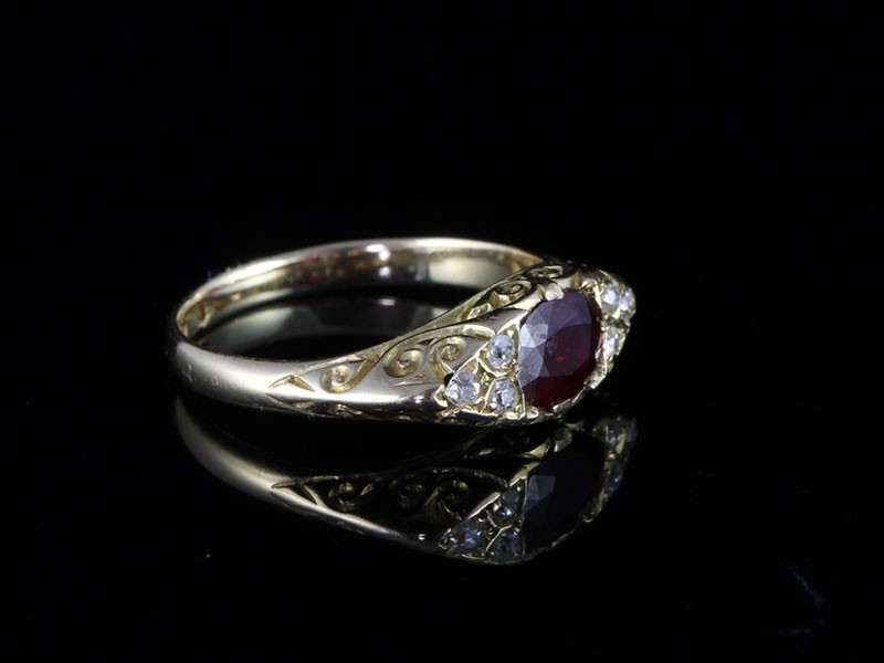 Spectacular genuine edwardian burmese ruby and diamond 18ct ring