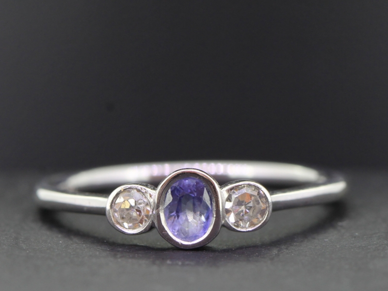 Pretty sapphire and diamond 18 carat trilogy ring