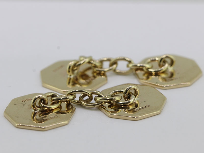 Fabulous octagonal 1920s art deco 9 carat gold cufflinks