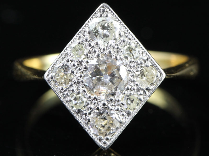 Stunning art deco diamond 18 carat gold and platinum ring