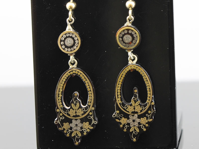 Stunning pique gold and silver drop earrings