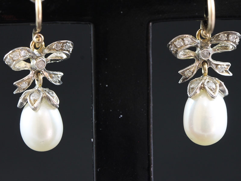  sophisticated pearl and diamond gold/silver drop earrings