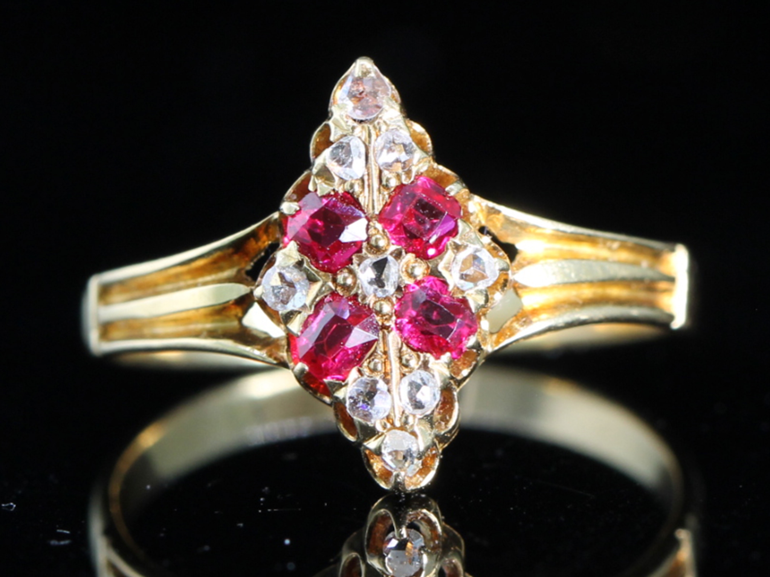 Victorian burmese ruby and diamond 18ct gold ring