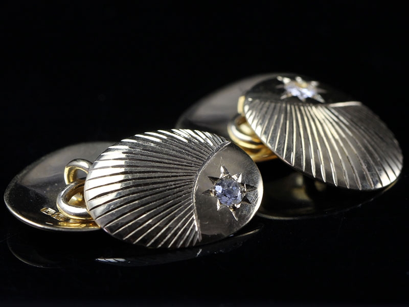 Lovely art deco 18 carat gold diamond cufflinks