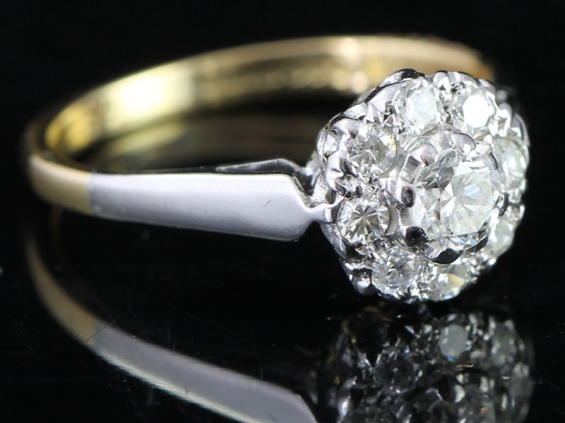  fabulous 1920's diamond daisy cluster 18 carat gold ring