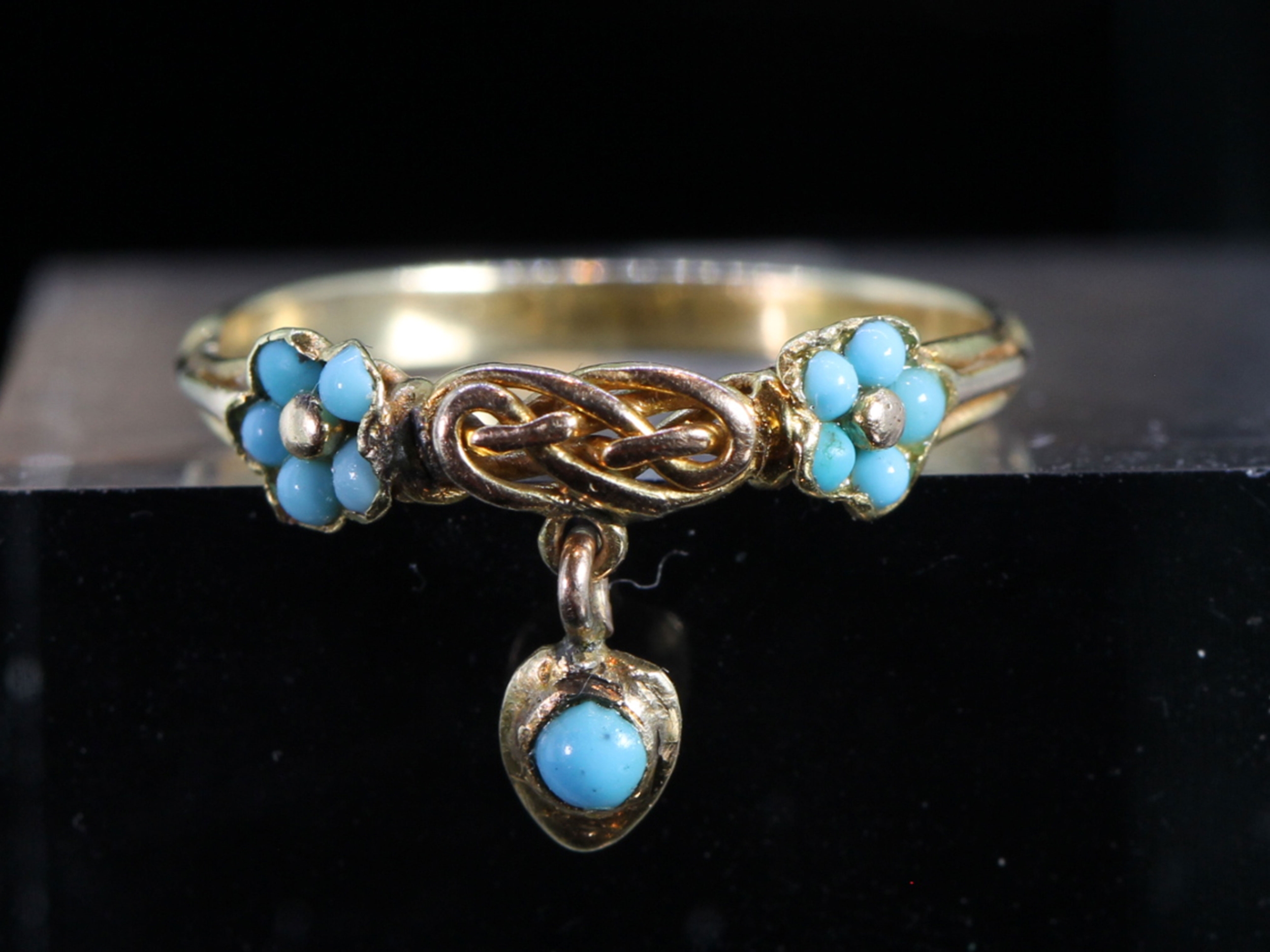  victorian forget me not and heart love knot 18ct gold ring