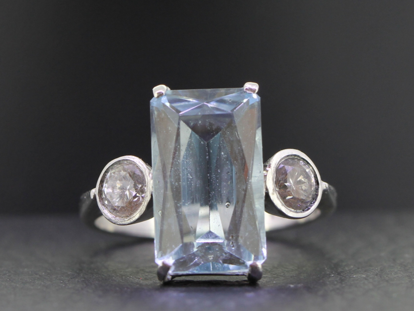 A stunning 4 carat aquamarine and diamond 18 carat white gold ring