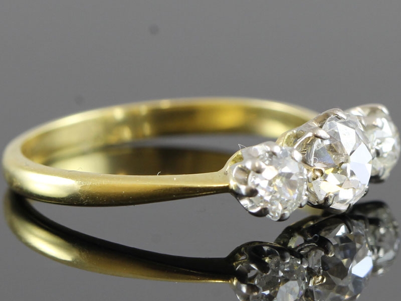  showstopping vintage diamond set 18 carat and platinum trilogy ring