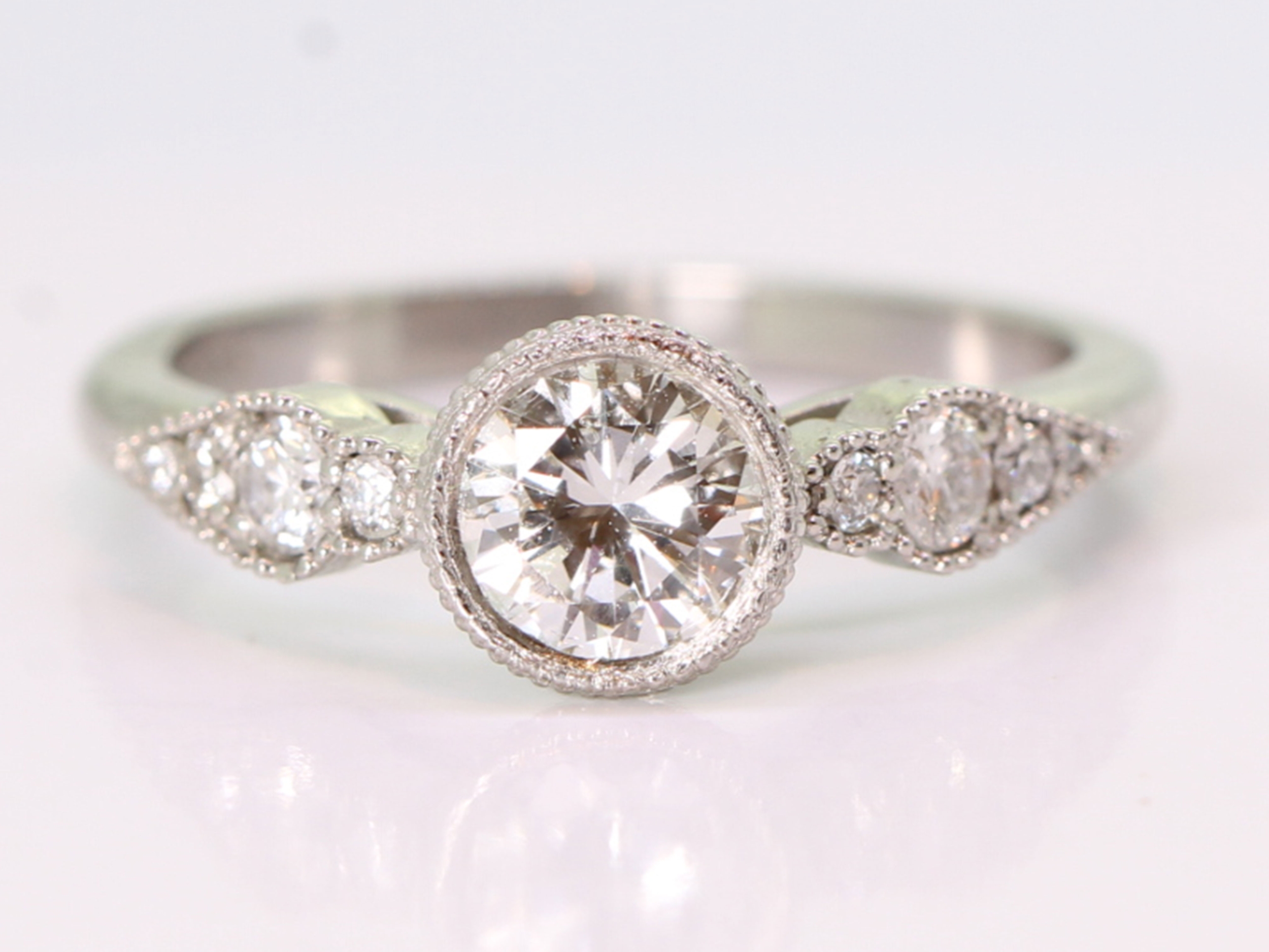  art deco style diamond solitaire platinum ring