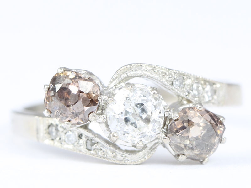 Fabulous 1920s platinum three stone diamond ring