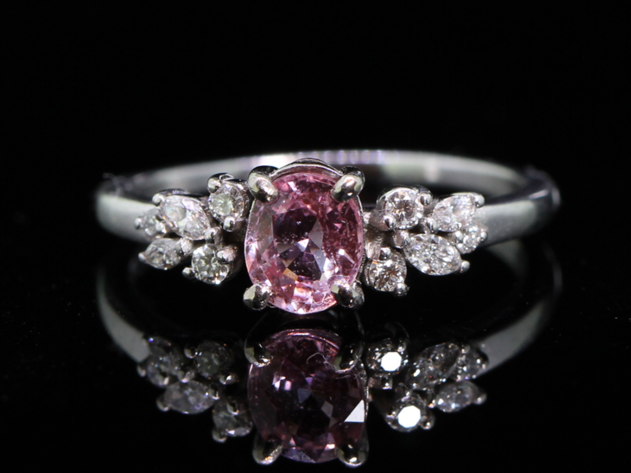Pretty pink sapphire and diamond 18ct gold floral inspired ring