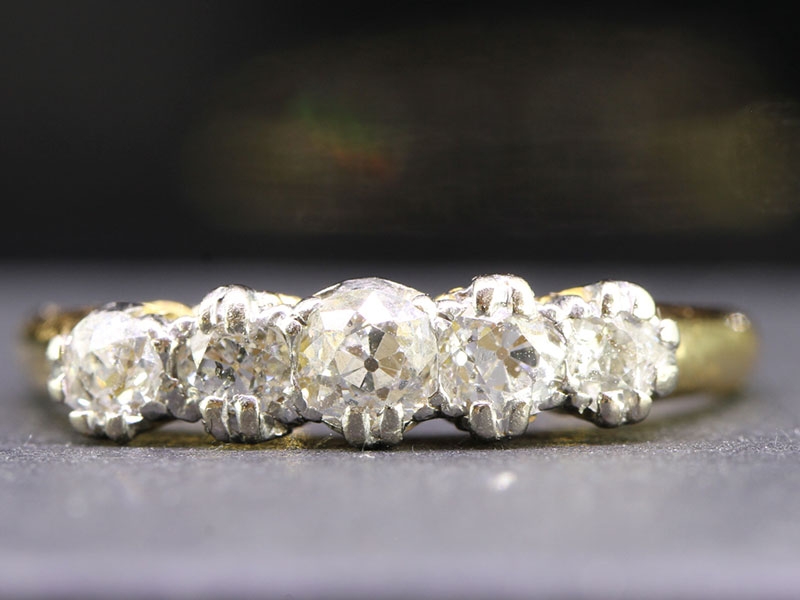  fabulous edwardian five stone diamond 18 gold ring
