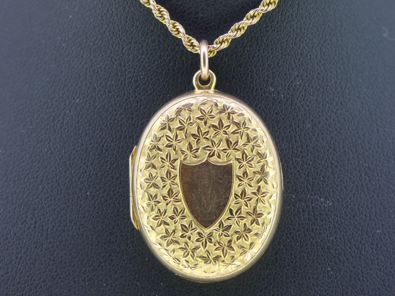 Charming 15 carat gold edwardian locket and chain