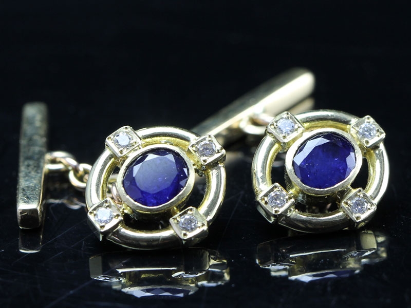 Beautiful edwardian sapphire and diamond 18 carat gold cufflinks		
