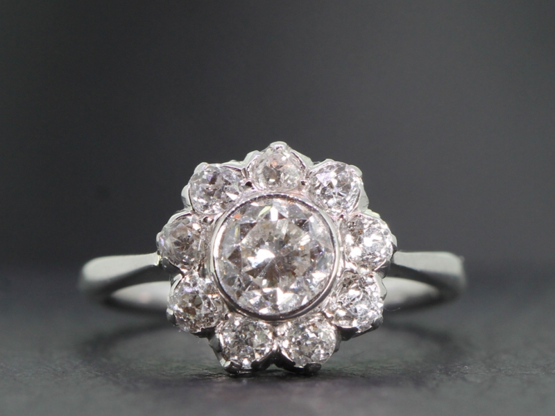  stunning ten stone diamond daisy platinum ring