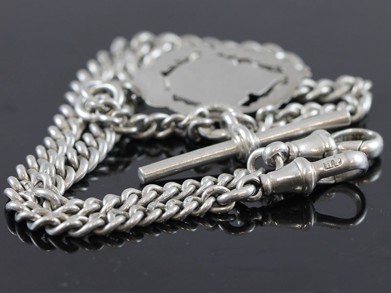  fabulous silver double albert chain and medal