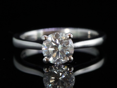 Vintage Diamond Solitaire Platinum Ring 0.92ct Diamond with Cert