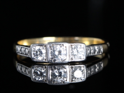 Art Deco Diamond Trilogy Platinum and 18ct Gold Ring