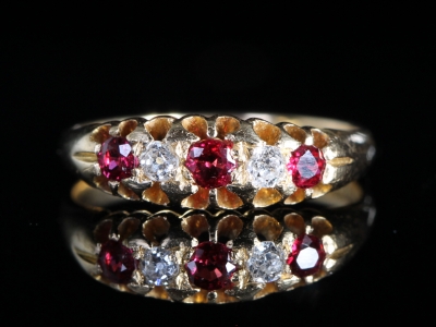 Art Deco Ruby and Diamond 18ct Gold Ring