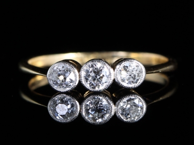 Edwardian Diamond 18ct Gold Trilogy Ring