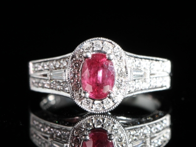 An Estate Ruby and Diamond 18ct White Gold Cluster Ring